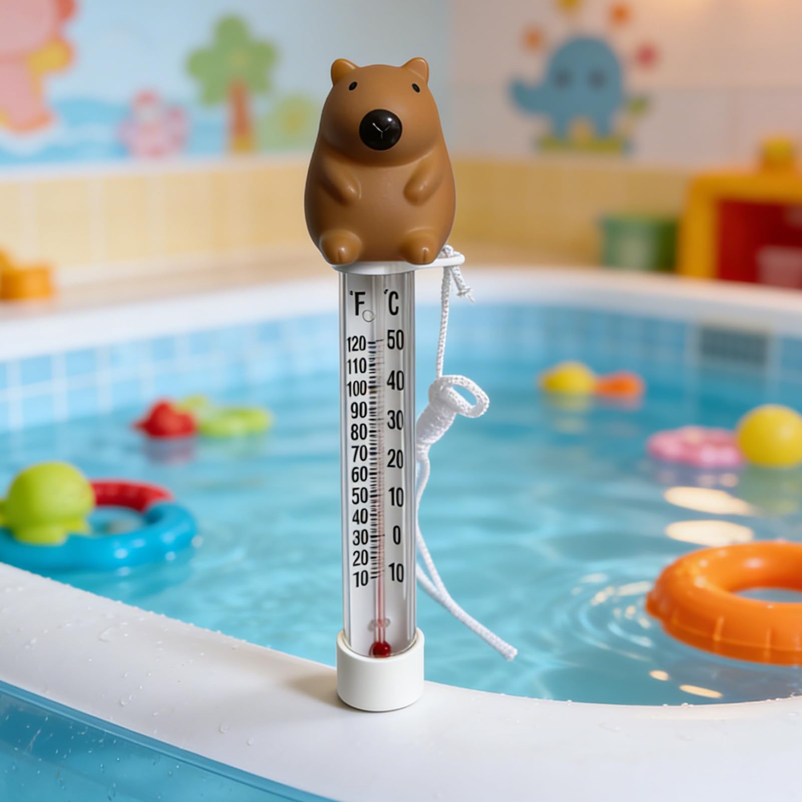 Schwimmende Poolthermometer Seetemperaturmonitor mit Capybara-Design