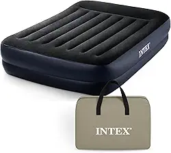Intex Colchão de ar, 64123ED Dura-Beam Plus Travesseiro Fiber-Tech – Queen Size – Bomba elétrica embutida – Altura da cama de 42 cm – Capacidade de peso de 272 kg