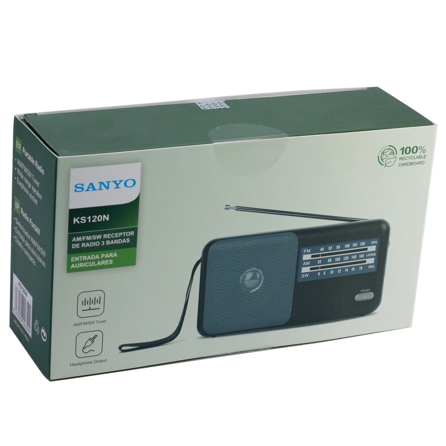 Radio Ks120P Radio FM/Am/SW, 3 Bandas - Negra, Funciona con Pilas, Entrada Auxiliar 3.5 mm, 19.5 x 9.5 x 19.5 cm, 300 g (Negra)