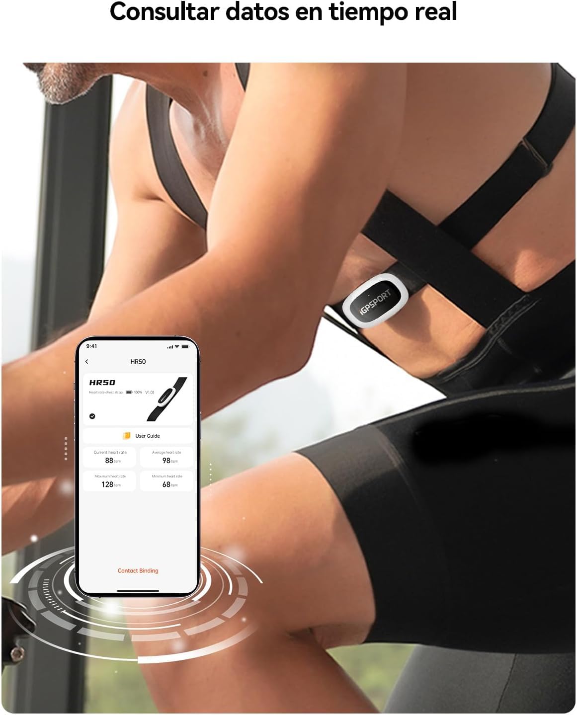 IGPSPORT HR40 Moniteur de fréquence Cardiaque Bluetooth et Ant+ avec Sangle de Poitrine pour Course à Pied, Cyclisme, Gym et Compatible avec Garmin Polar Wahoo
