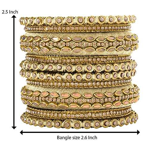 Aheli Silk Thread Faux Stone Studded Bangle Set Chuda Ethnic Indian Wedding Wear Fashion Jewelry Gift for Women3
