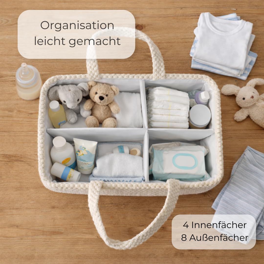 Generisch Wickelkorb Beige Flauschig - Wickelorganizer für Babys – Aufbewahrungskorb für Windeln, Feuchttücher und Babyartikel – Perfektes Baby Geschenk, Organizer für Wickeltisch und Wickeltasche