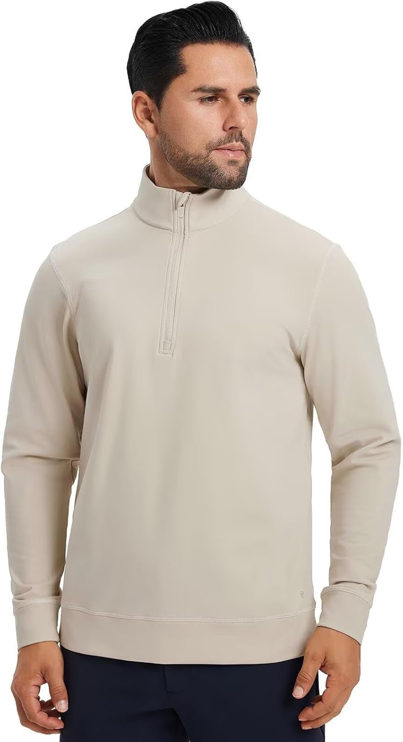 M MAELREG Mens Quarter Zip Pullover Fleece Lined Mock Neck Long Sleeve Golf Pullovers 1/4 Zip Thermal Sweatshirt for Men - Image 2