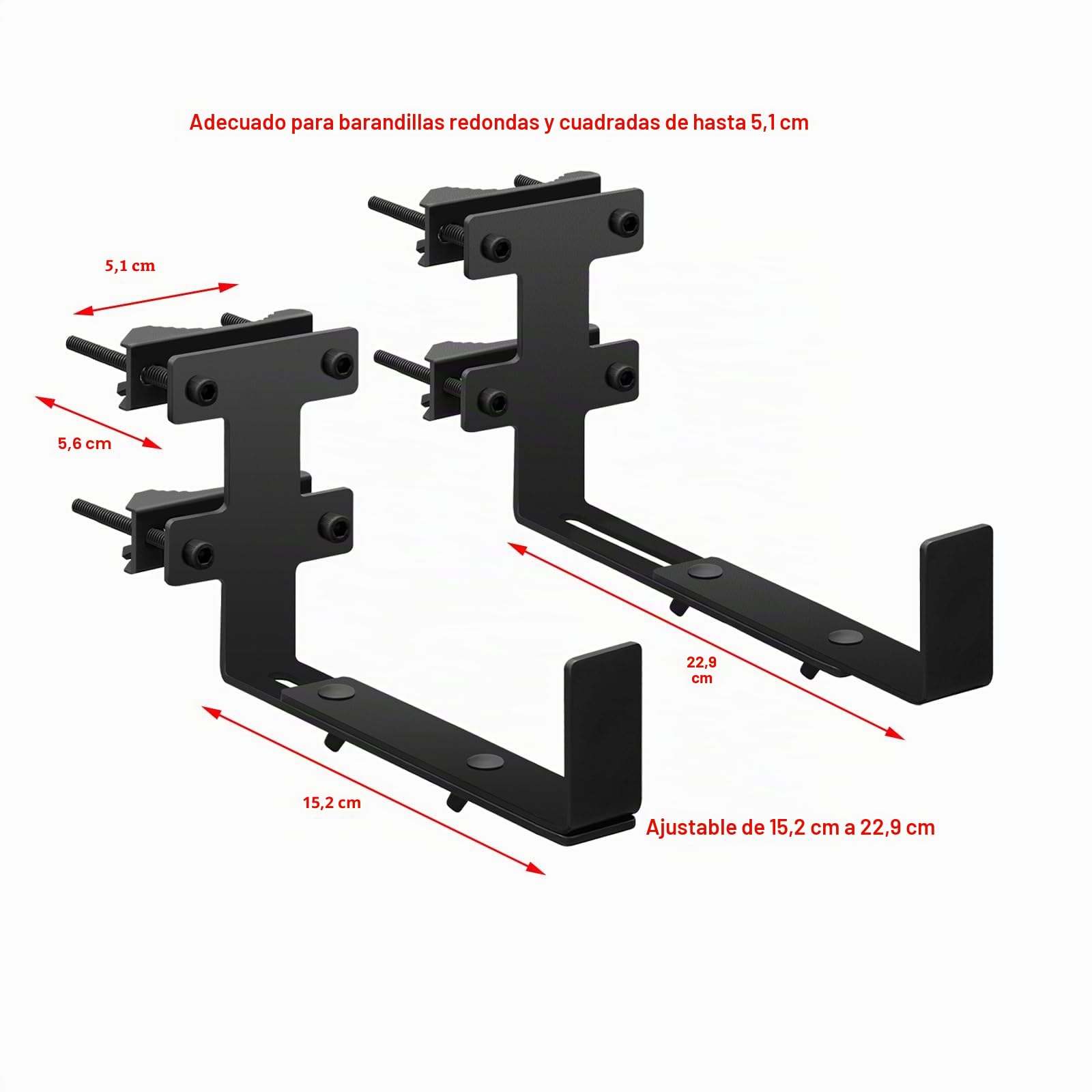 Juego de 4 soportes circulares y cuadrados para jardineras, ajustables para terraza, jardín, valla, pérgola, balcón