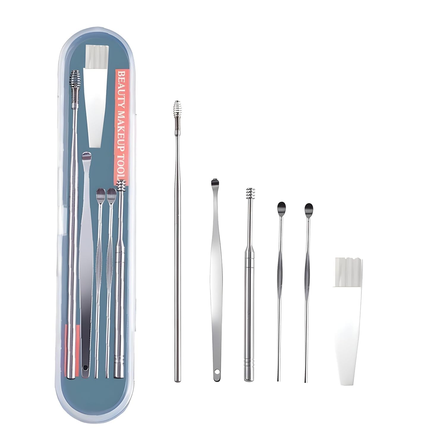 ear wax cleaner reusable removal kit steel ear cleansing tool set spiral ear curette tool with cleaning brush and storage box for kids man woman