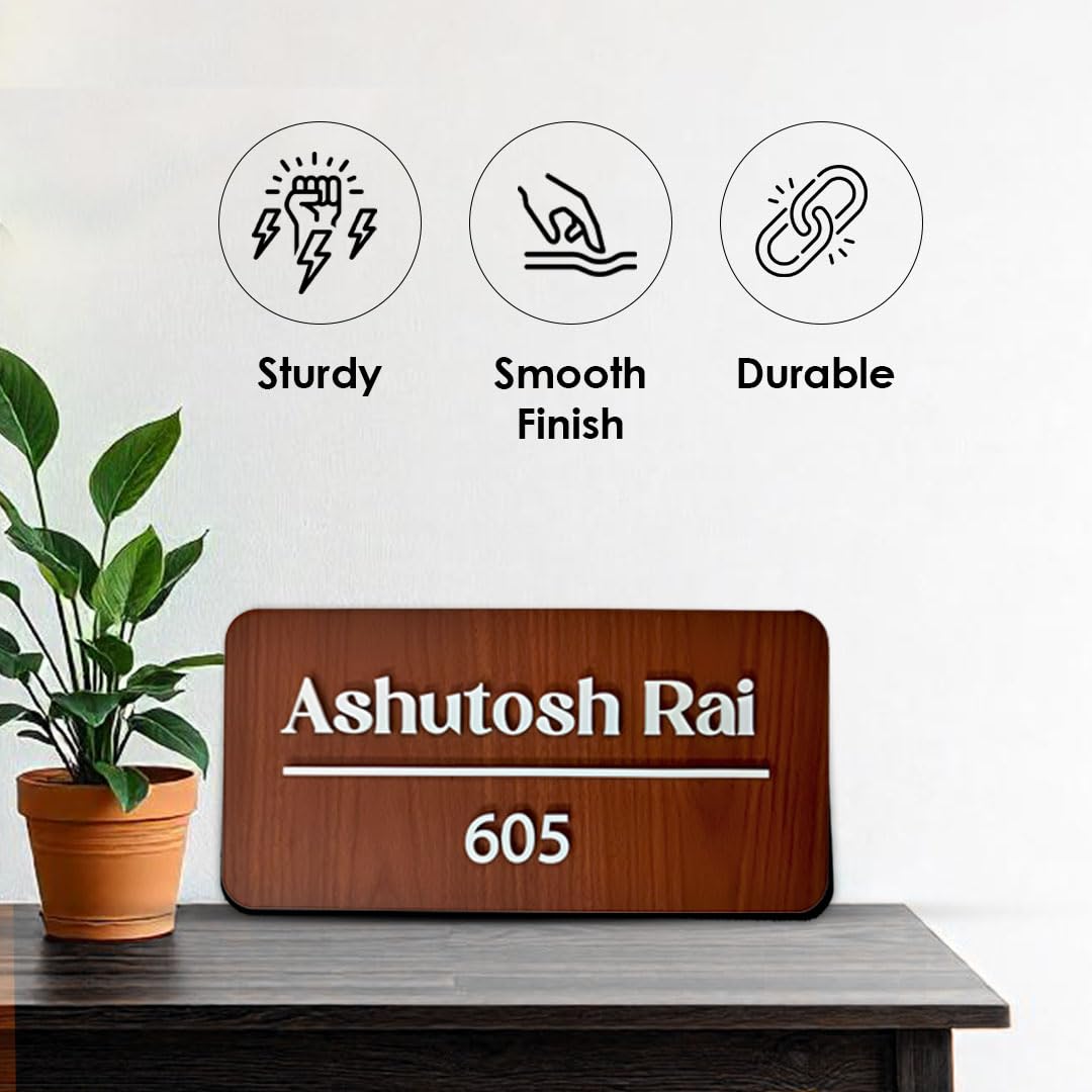 Wooden Name Plate For Home Entrance | Customised Family Name & House No — Amazon image 6