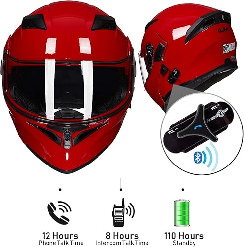 Miniatura 6 de ILM 902BT - Casco de motocicleta con Bluetooth, modular, abatible, de cara completa, doble visera, MP3, intercomunicador, radio FM, aprobado por el