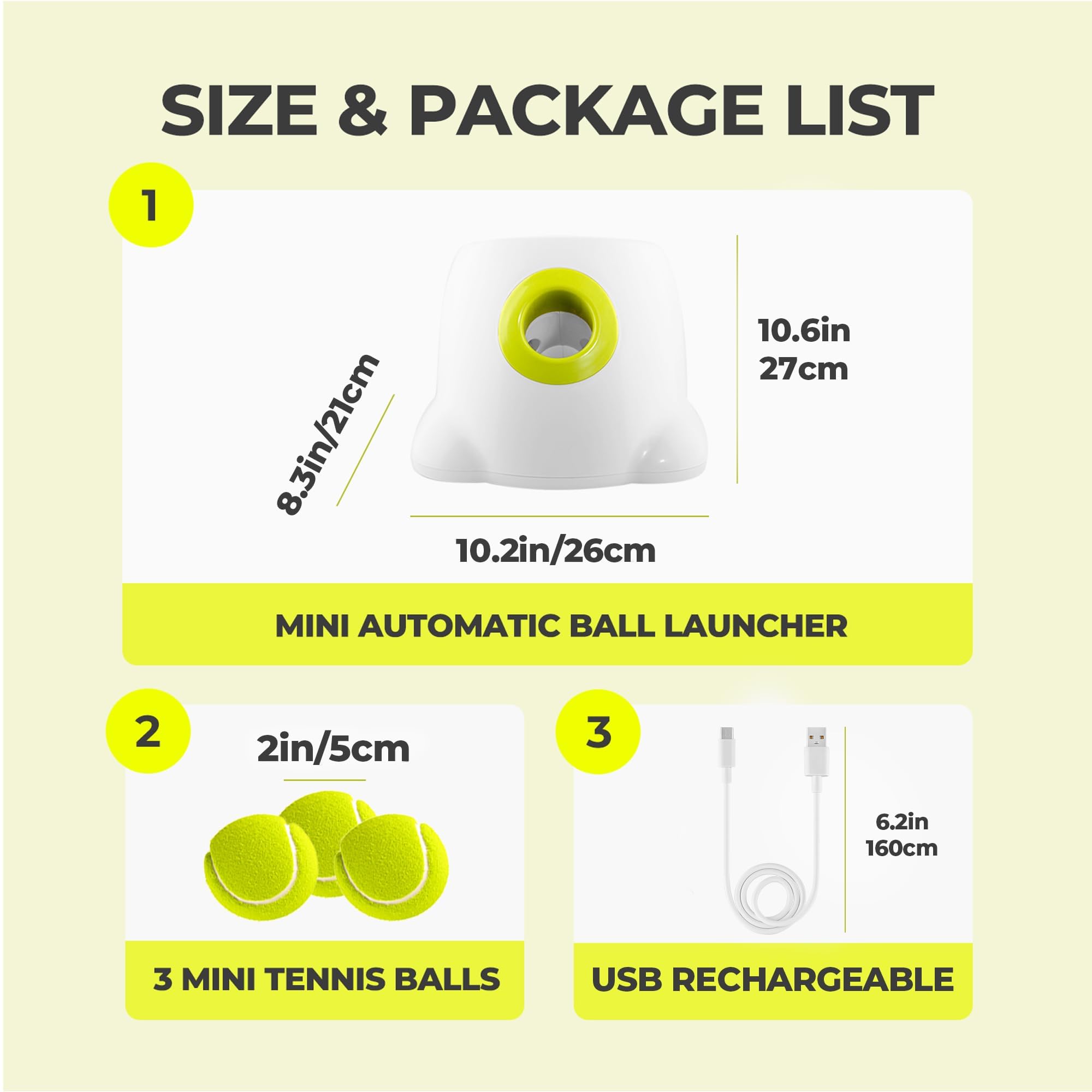 ALL FOR PAWS Lanceur de balles Automatique interactif pour Chien, Machine à Lancer de balles de Tennis pour Dressage de Chiens de Petite et Moyenne Taille, 3 balles incluses, Version Mini