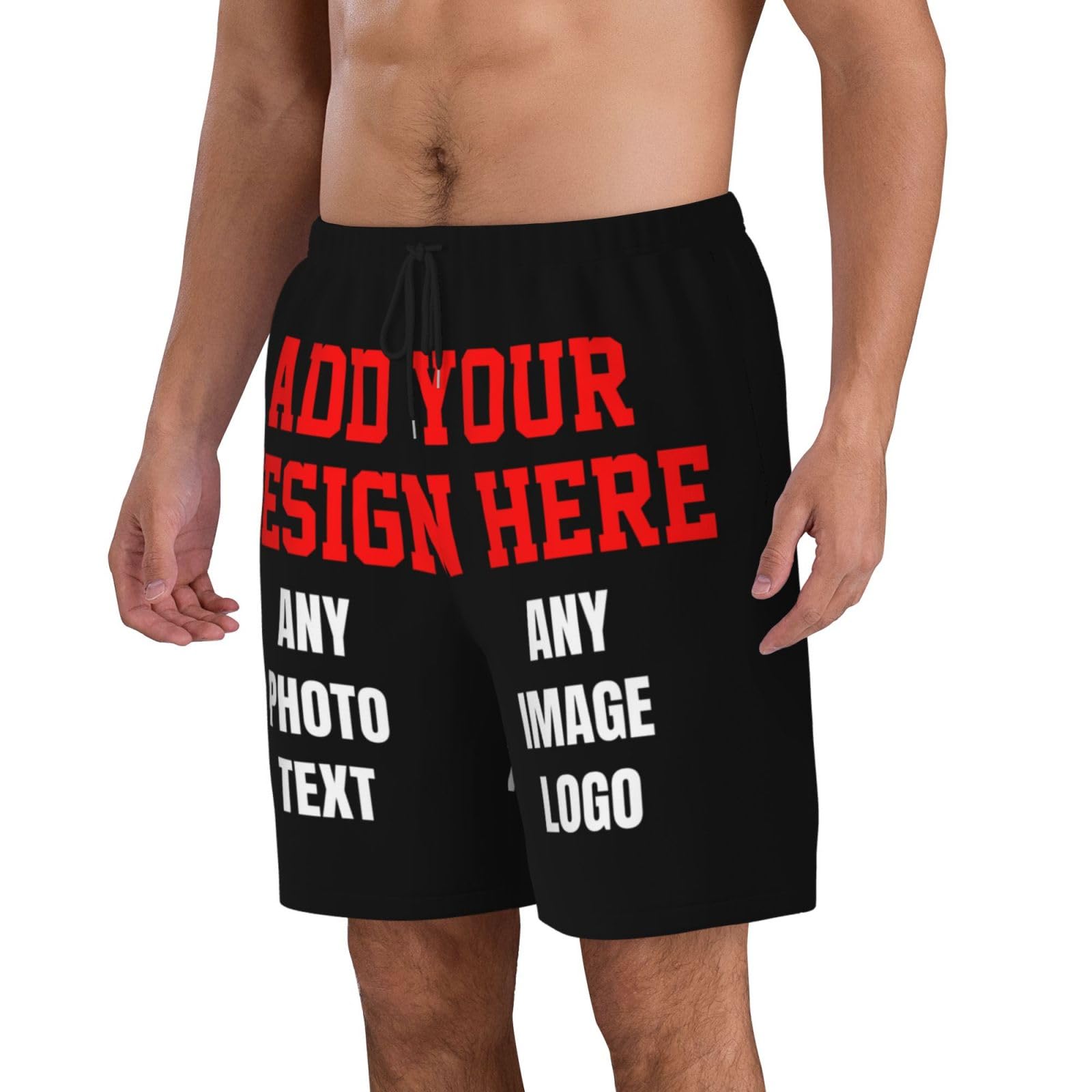 Custom Swim Trunks for Men - Personalized Beach Shorts With Photo, Text, Face - Quick Dry Summer Swimwear - Small