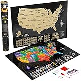 Scratch Map of USA – Laminated Scratch US Map (Wall Poster) with Associations & Landmarks – Track your Travels – 18.5 x 26.77in – by OutFormal