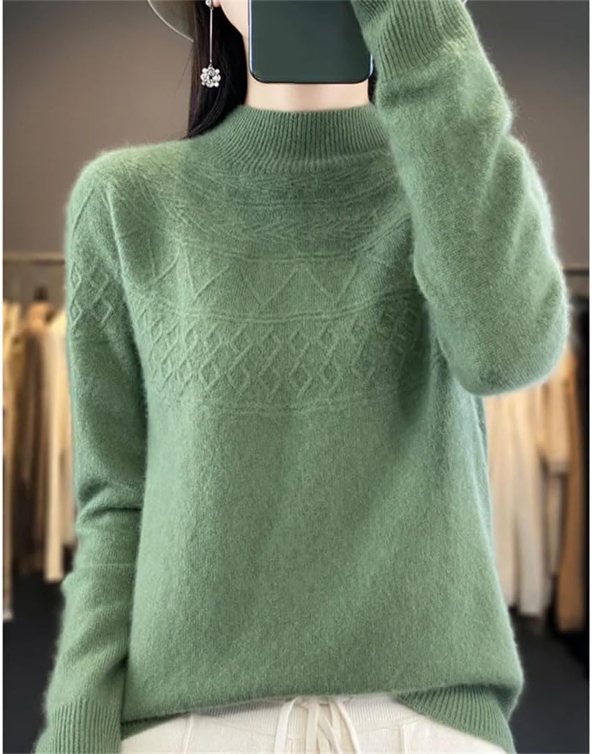 Women's Winter Semi-High Neck Sweater Fashion Sweater Long Sleeve Wool Sweater