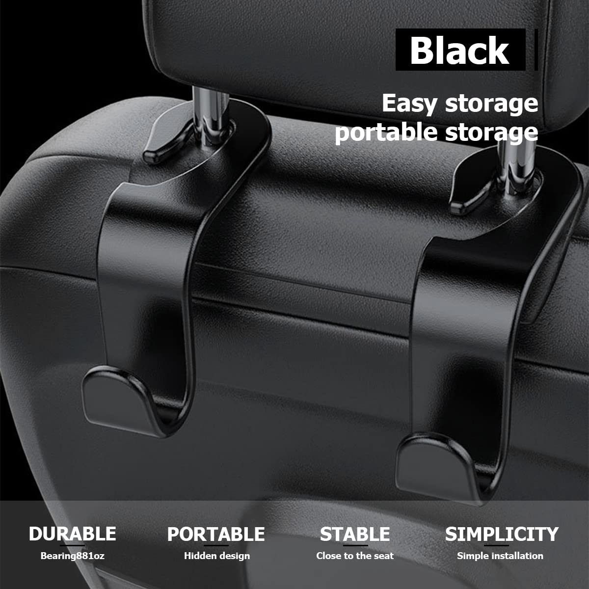 LEEGAWU Car Seat Headrest Hook 4 Pack Hanger Storage Organizer Universal For Handbag