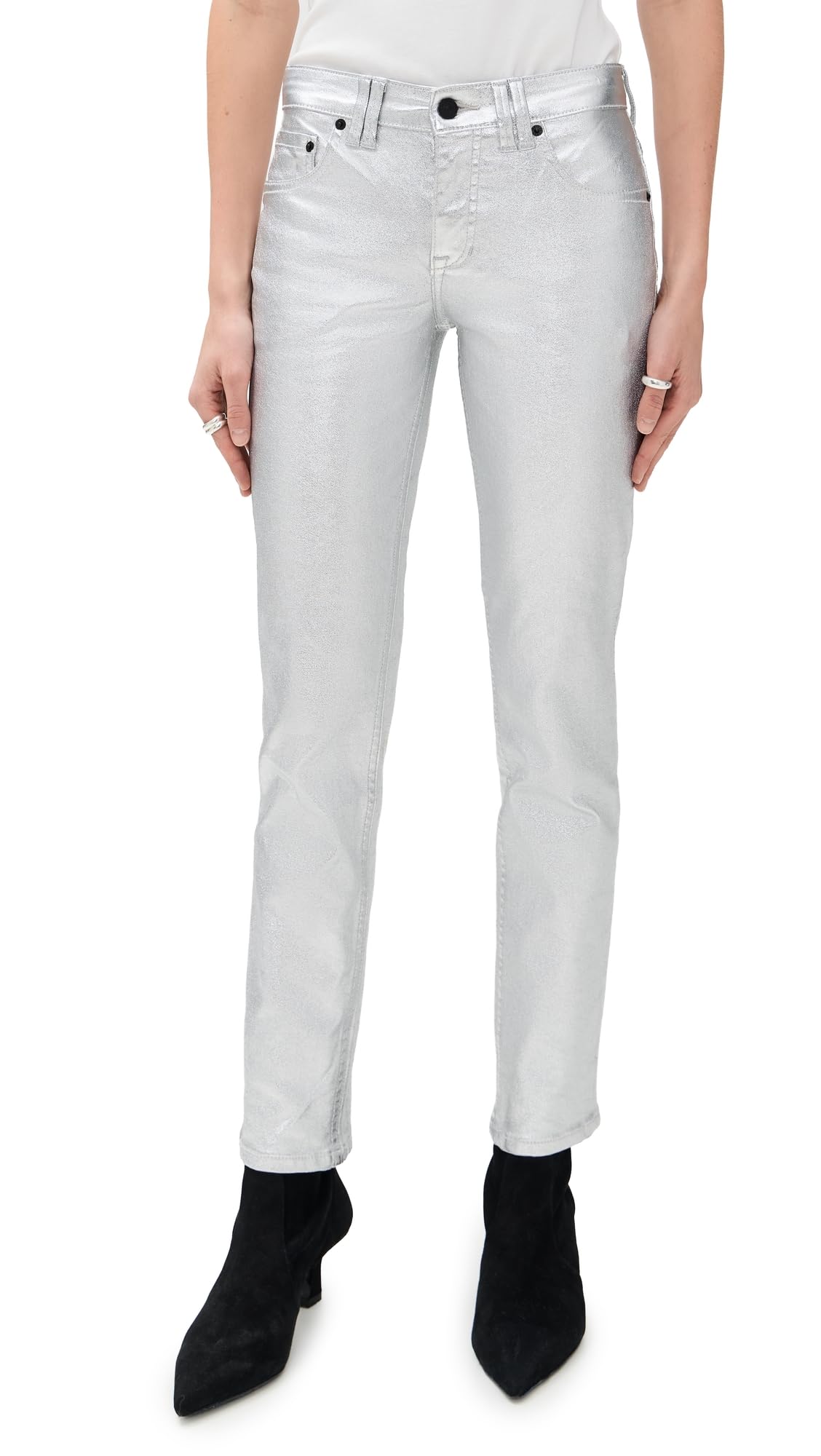 Free People Womens Oracle Metallic Jeans