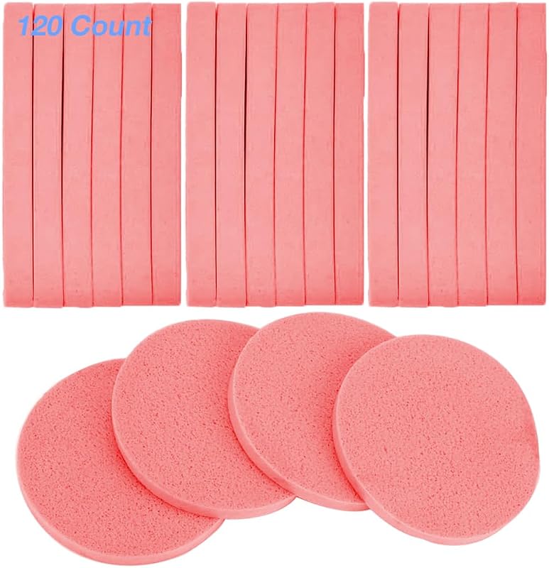 FITINI Esponjas faciais comprimidas para maquiagem, Coral Pink, pacote com 120