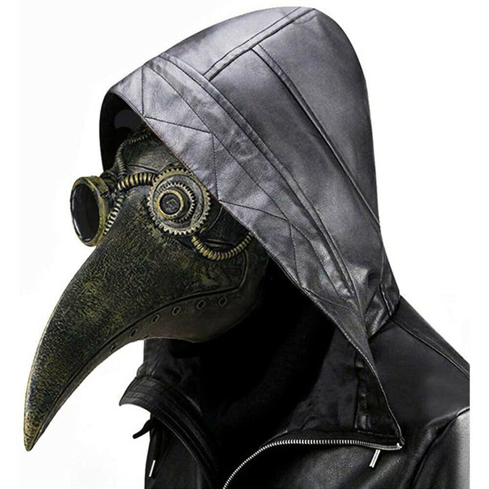 Asky Bronze Plague Doctor Mask Birds Mouth Long Nose Beak Faux Latex Steampunk Costume (Bronze)