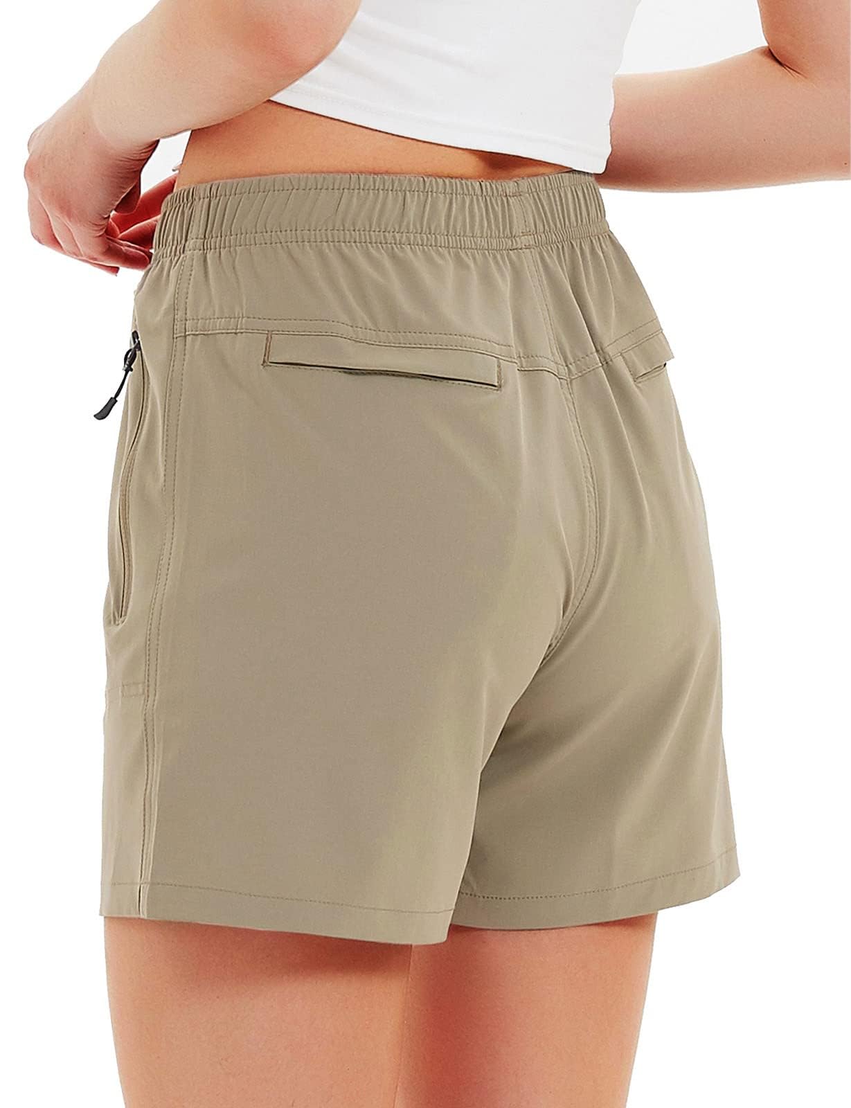Short Cargo de randonnée pour Femme de 12,7 cm, 17,8 cm, à séchage Rapide, léger, athlétique, pour entraînement avec Poches à Fermeture éclair