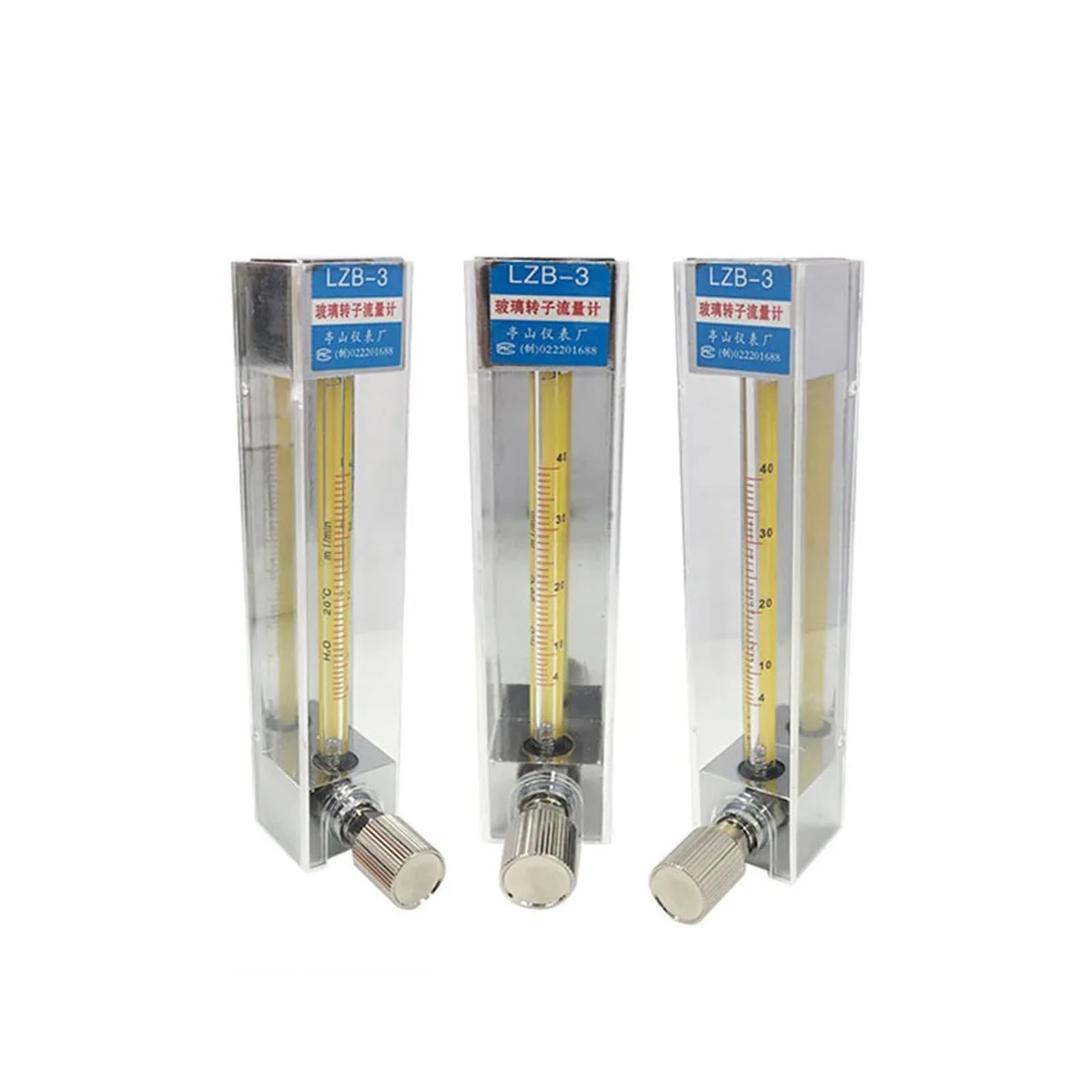 Débitmètre gaz-air rotamètre avec vanne de régulation de 2.5 à 25ml/min