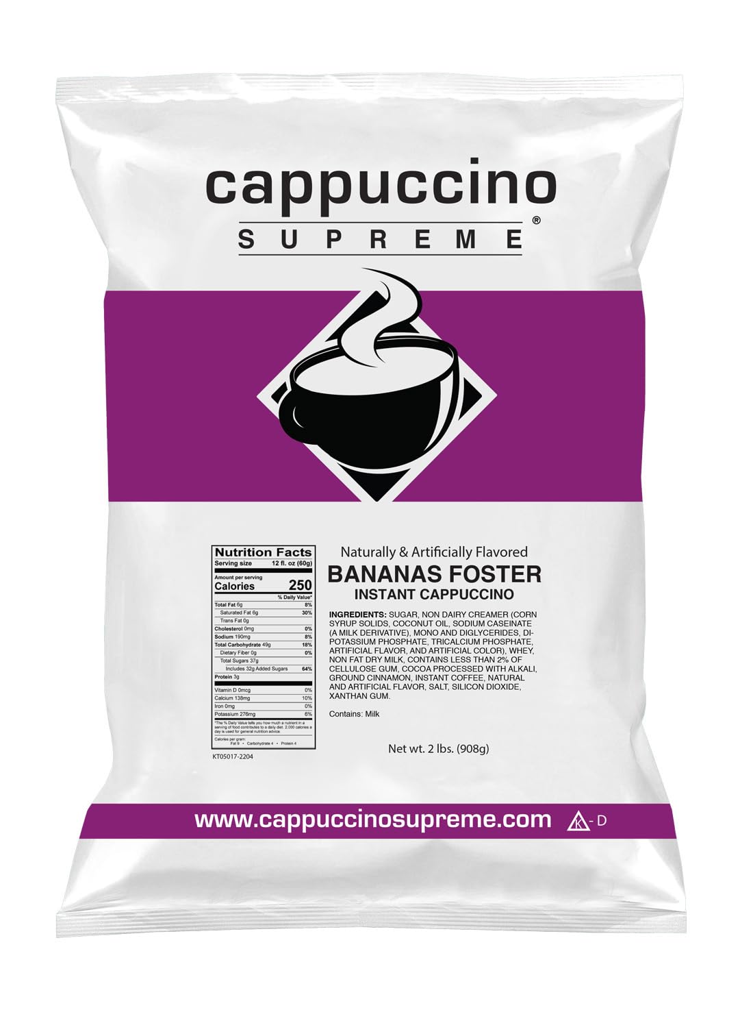 2 lb bag Bananas Foster Instant Cappuccino Mix