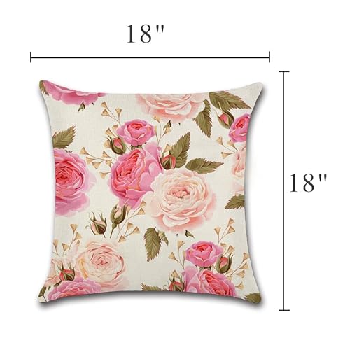 Cuppqq Throw Pillow Covers Watercolor Roses Flower Pillow Cover Square Pillow Case Cushion For Home Decor Sofa Couch 18X18 Inch Pillowcase #TOP3