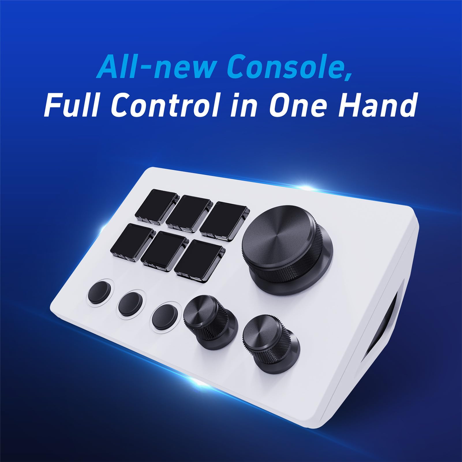 Asixxsix Controller Streaming Deck, 6 Tasti LCD Personalizzati, 3 Manopole, 3 Pulsanti di Scena, Attiva Azioni Nelle App con Personalizzazione Visiva, per Streamer, Giochi (WHITE)