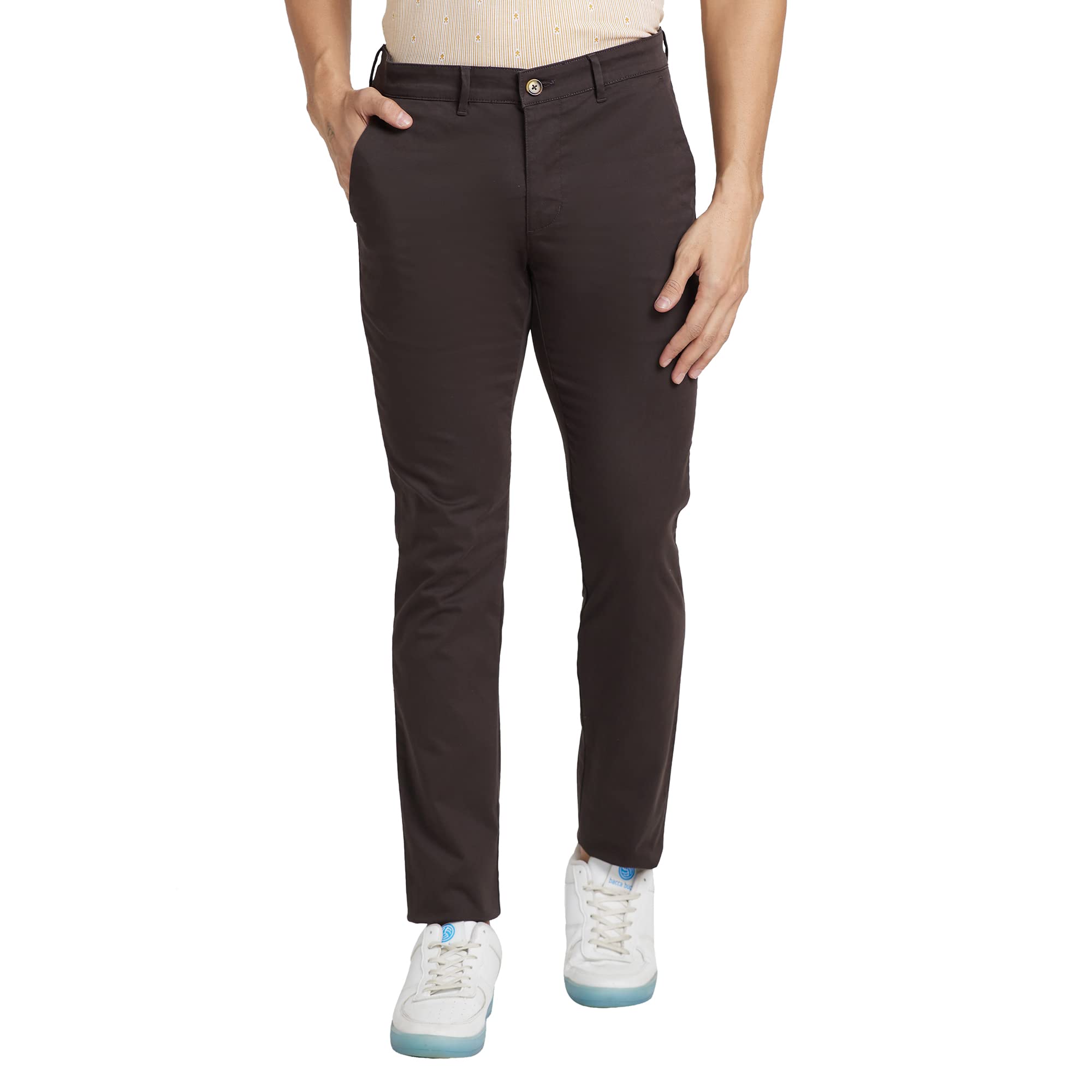 park avenue Men's Cotton Blend Solid Pattern Neo Fit Flat Front Chinos-picture-24