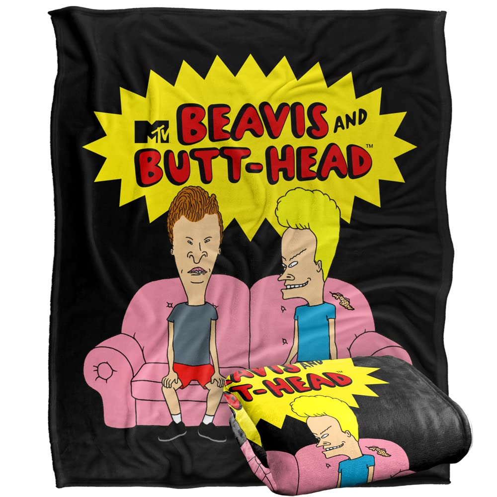 Beavis and Butthead Couch Silky Touch Super Soft Throw Blanket 152 X 127 cm, White
