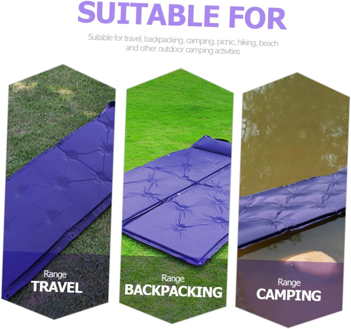 SUPVOX Automatic Inflatable Camping Sleeping Mat Built Pillow Portable and Outdoor Cushion for Hiking Backpacking and Picnics