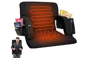 Double Heated Portable Reclining Bleachers Back Chair with Massager