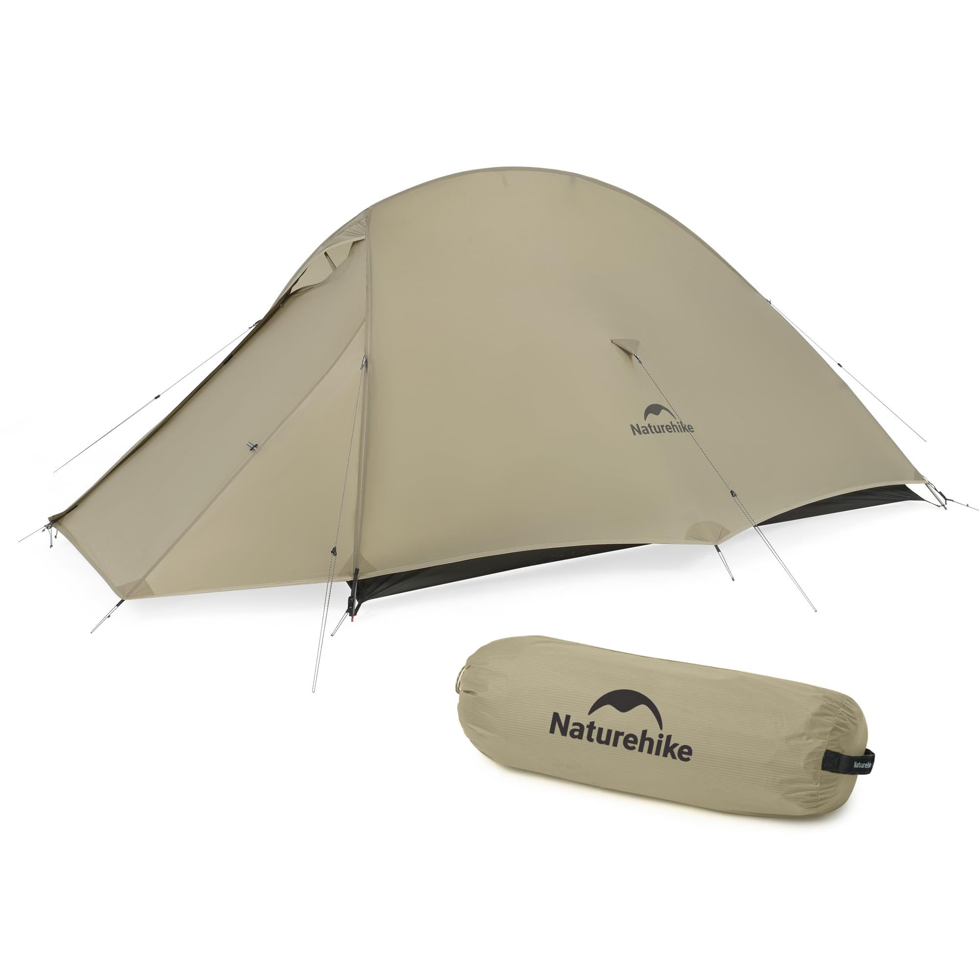 Naturehike Cloud Up Pro - Tenda da campeggio leggera per 2 persone, facile da montare, antivento e impermeabile, per attività all'aperto, viaggi, trekking (cachi/senza fluoro)