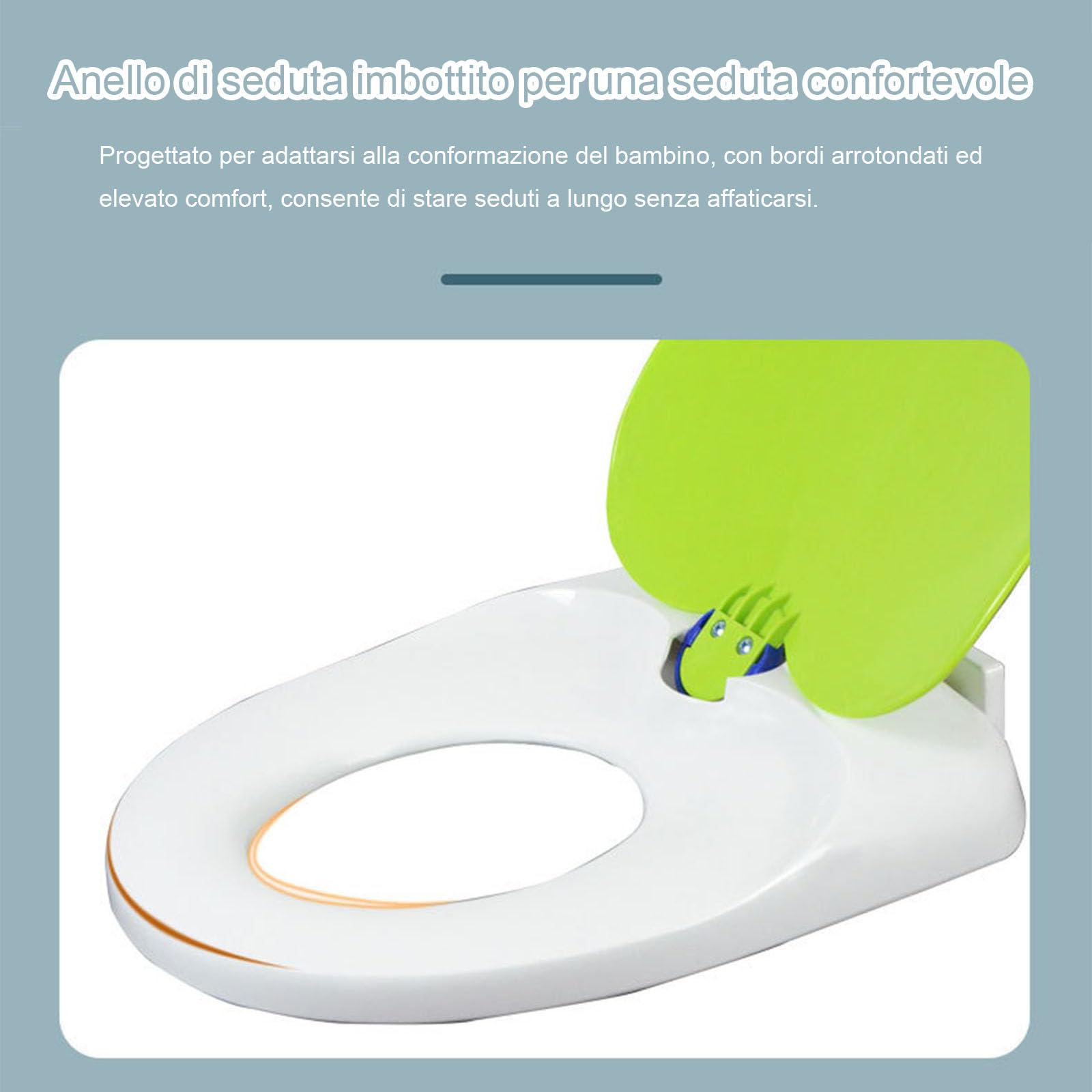 Tavoletta WC Familiare con Chiusura Ammortizzata a Forma di O, | Sedile WC con Sgancio Rapido, Copriwater 2 in 1 con Sedile per Bambini, Duroplast, Giallo, 44x37cm