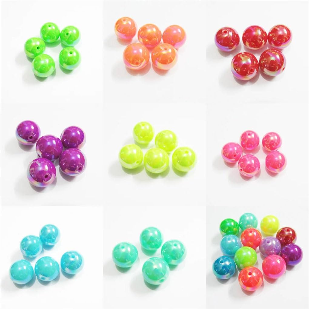 Perles en acrylique, Perles acryliques solides AB multicolores, 12mm, 500 pièces, 20mm, 100, for bricolage, bijoux artisanaux épais(Red AB,12mm 500pcs per bag)