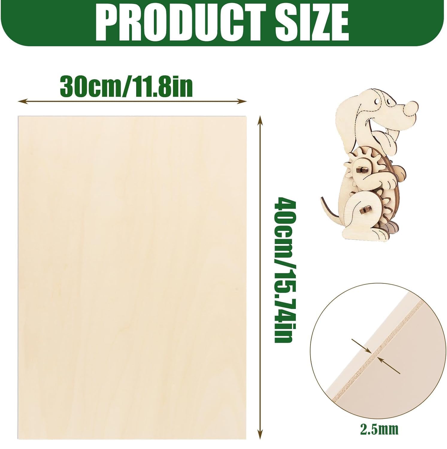 JMIATRY 15 Stück Sperrholzplatte 3mm, Lindenholz 400 * 300 * 3mm, Holzplatten zum Basteln, Holzplatte für DIY, Modell, Malen, Gravieren