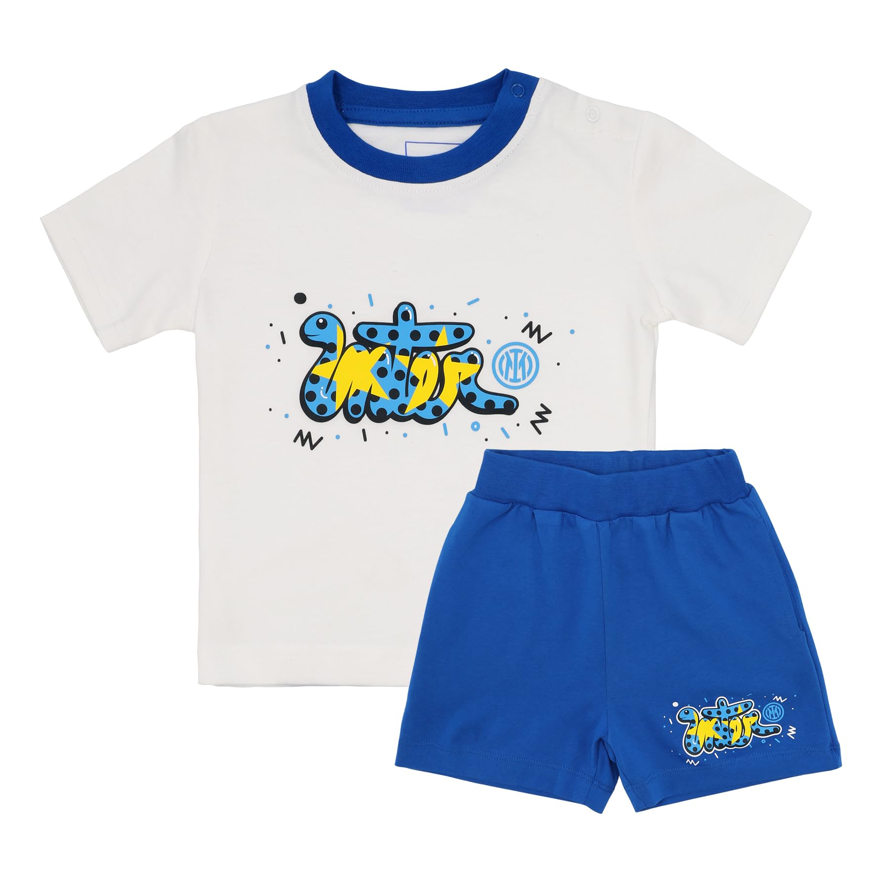 Inter - Completo Corto Baby Snake, Completo da Neonato, Tshirt e Shorts, Colore Bianco, Prodotto Ufficiale