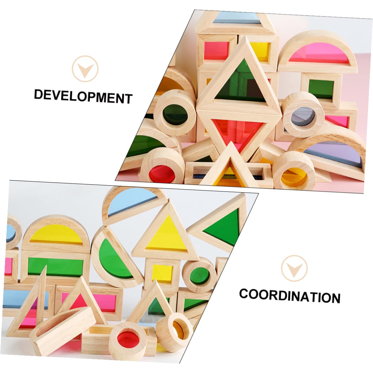 Hohopeti Blocchi Geometrici in Legno 24 Pezzi, Set Educativi per Bambini