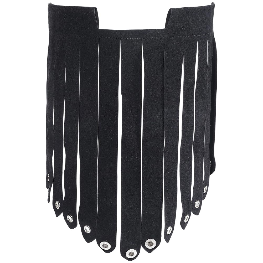CALFOVERA PU Leather Retro Tassel Skirt Mercenary Knights Thigh Armor Medieval Viking Waist Armor Roman Gladiator Kilt Tassel Apron Middle Ages Punk Costume for LARP Cosplay Costume Party (Black)