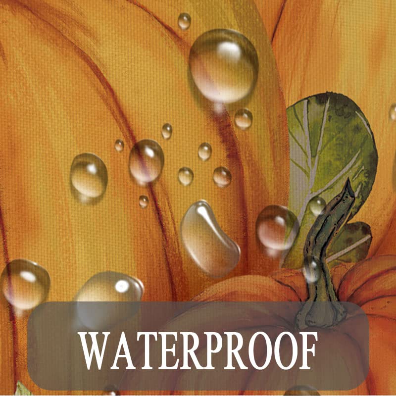 Image of Boziqr Fall Shower Curtains for Bathroom, Autumn Pumpkin Harvest Farmhouse Thanksgiving Halloween Fabric Shower Curtain with Hooks Set 70x70 Inch