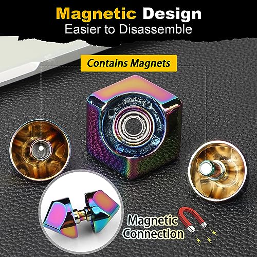 Image of Dilabnba Infinity Cube Fidget Spinner Toy for Kid Adult, Metal EDC Fidget Block Figner Spinner 4 in 1 Focus Spinning Toy, Cool Sensory Desk Gadget Stress Relief Gift for Boy Girl Teen Men (Rainbow)