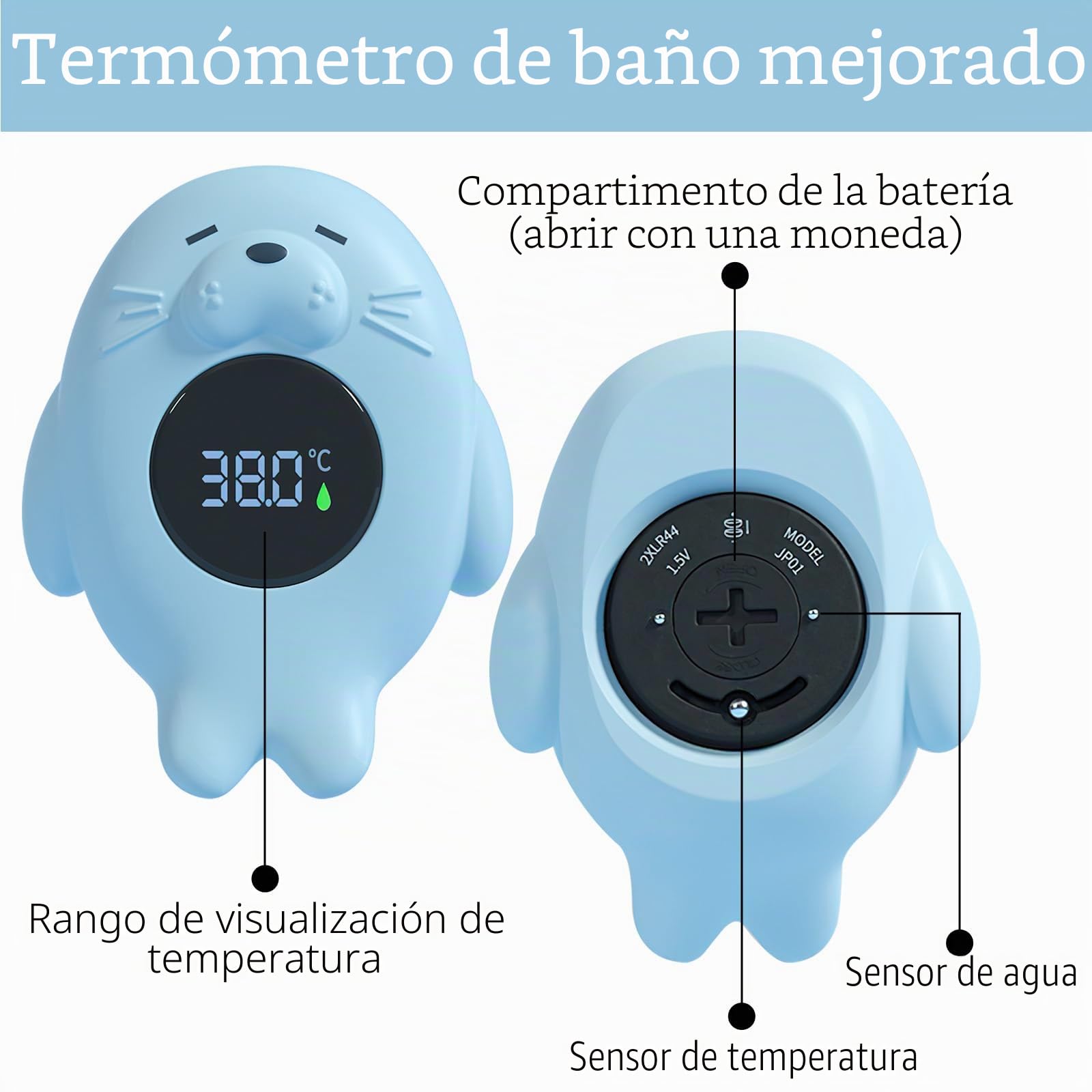 VOSSOT Termómetro digital de agua para bebés y niños - Azul