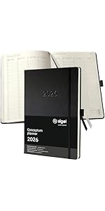 SIGEL Conceptum Wochenkalender 2022 A6 - Schwarz Mit Gummiband & Stiftschlaufe