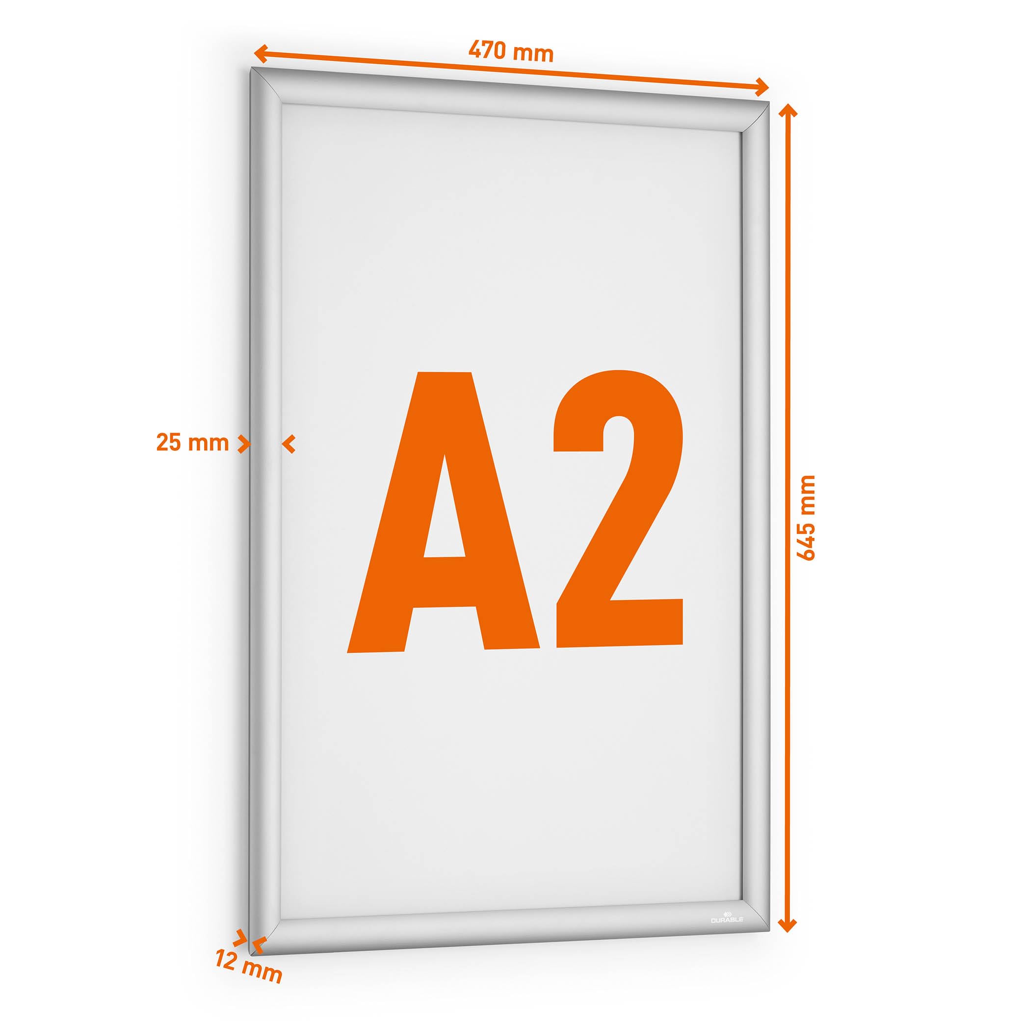 Durable Cornice a scatto in alluminio OUTDOOR A2, resistente alle intemperie, impermeabile e resistente ai raggi UV, fissaggio tramite viti o bande biadesive, 1 pezzo, argento, 504623