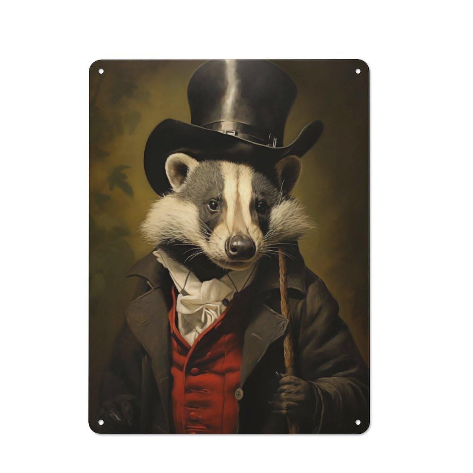 Junmoney Badger In Suit Rustic Tin Sign 40X30cm For Man Cave Or Games Room, A Decorative Gift For A Newly Furnished Man Cave And Games Room