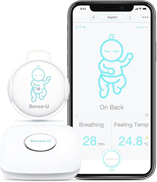 Sense-U Baby Breathing Monitor 3: Monitors Infant Movement, Feeling Temperature, Rollover, Sleep Position and Baby Room's Temperature, Humidity Level with Real-time Lights Sounds Alerts from Anywhere