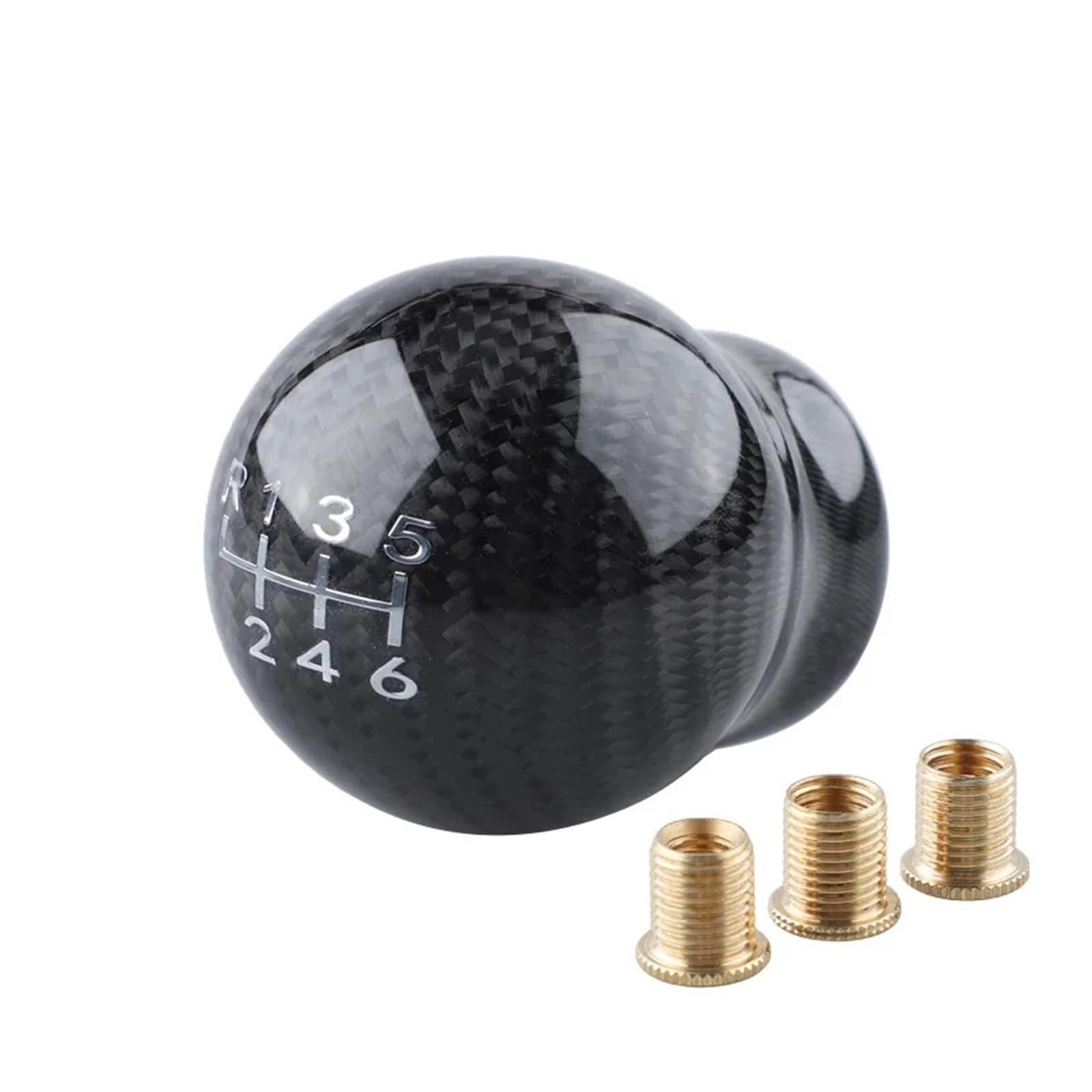 Vbbrswaad Gear Knob Carbon Fiber Car Gear Shift Knob Reverse Lift Shifter Head Stick Handle Manual Gear Lever Modification Accessory Universal Fit(6 Speed)
