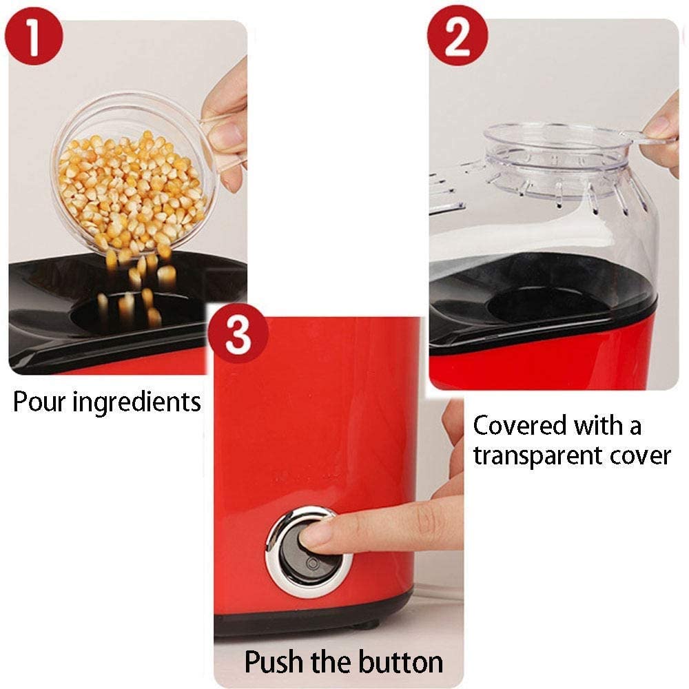 Macchina per Popcorn Macchina per Popcorn elettrica da 1400 W, Macchina per Popcorn ad Aria Calda con Design a Bocca Larga, Coperchio Rimovibile, Senza Olio Necessario, Sana, per Feste