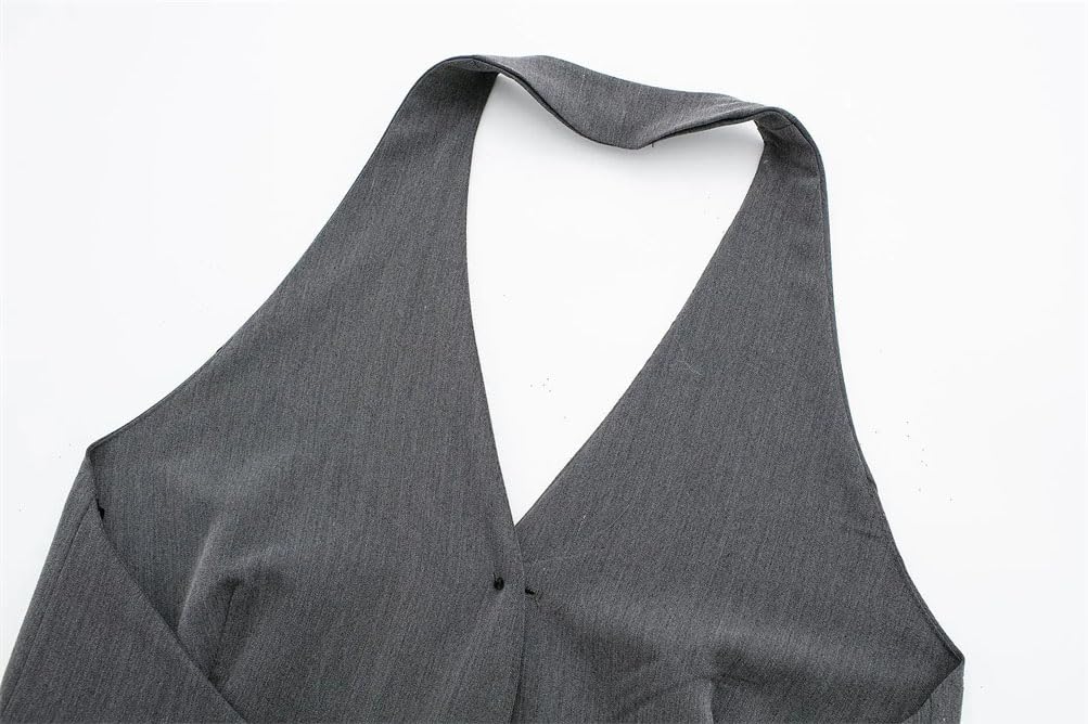 Gilet da donna senza maniche con schiena aperta, senza maniche, con schiena scoperta, gilet da lavoro