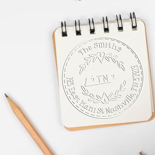 Miniatura 66 de Round State Love - Sello de dirección de devolución para Texas, uso con almohadilla de sello, mango de madera, sello de dirección de Texas