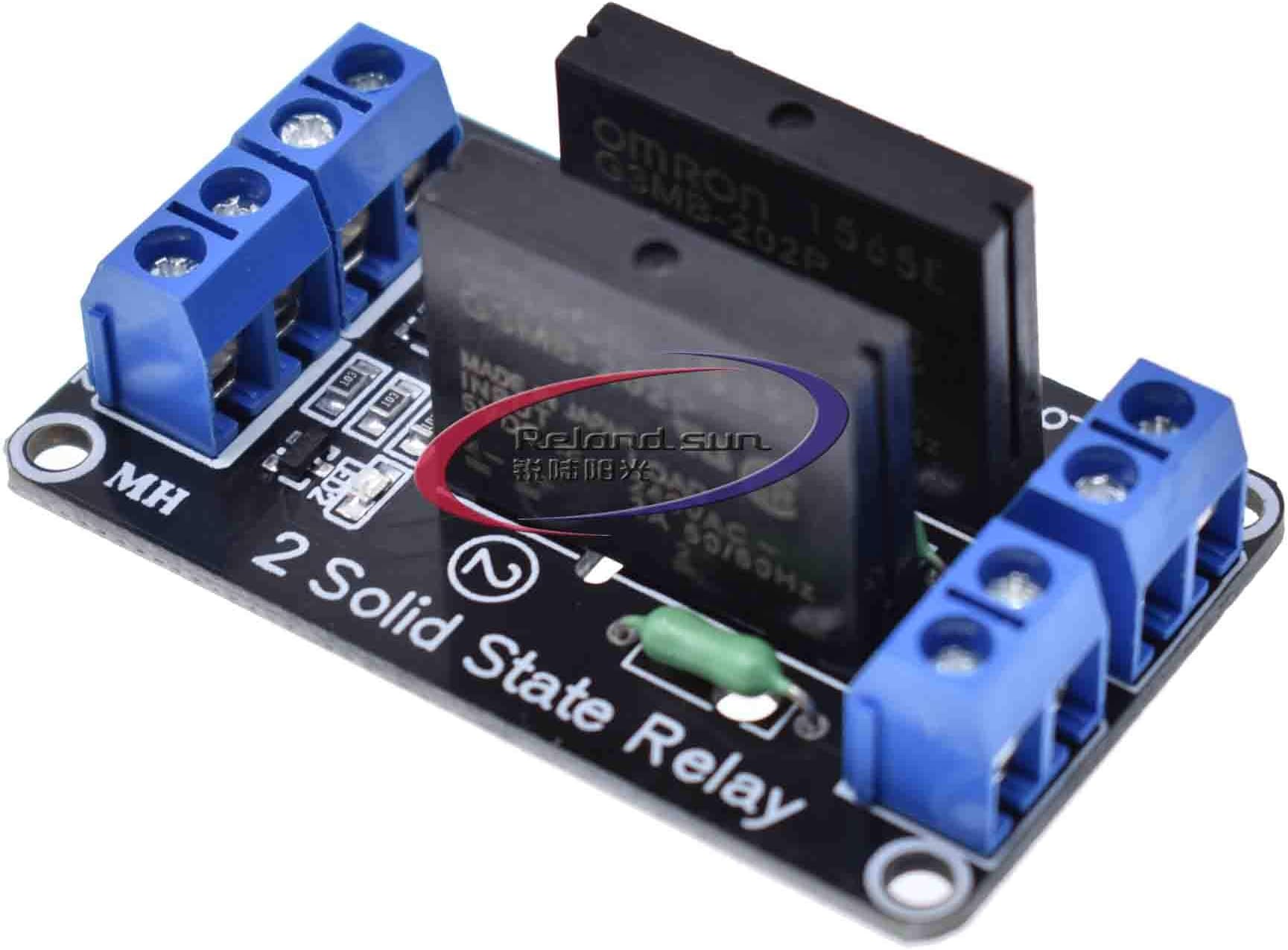 5V 12V 24V Dual Channel 5V Solid State Relay 2 Channel Relay 2-Way Relay Module 240V 2A 2CH Low Level Trigger DC-AC DC (12V)