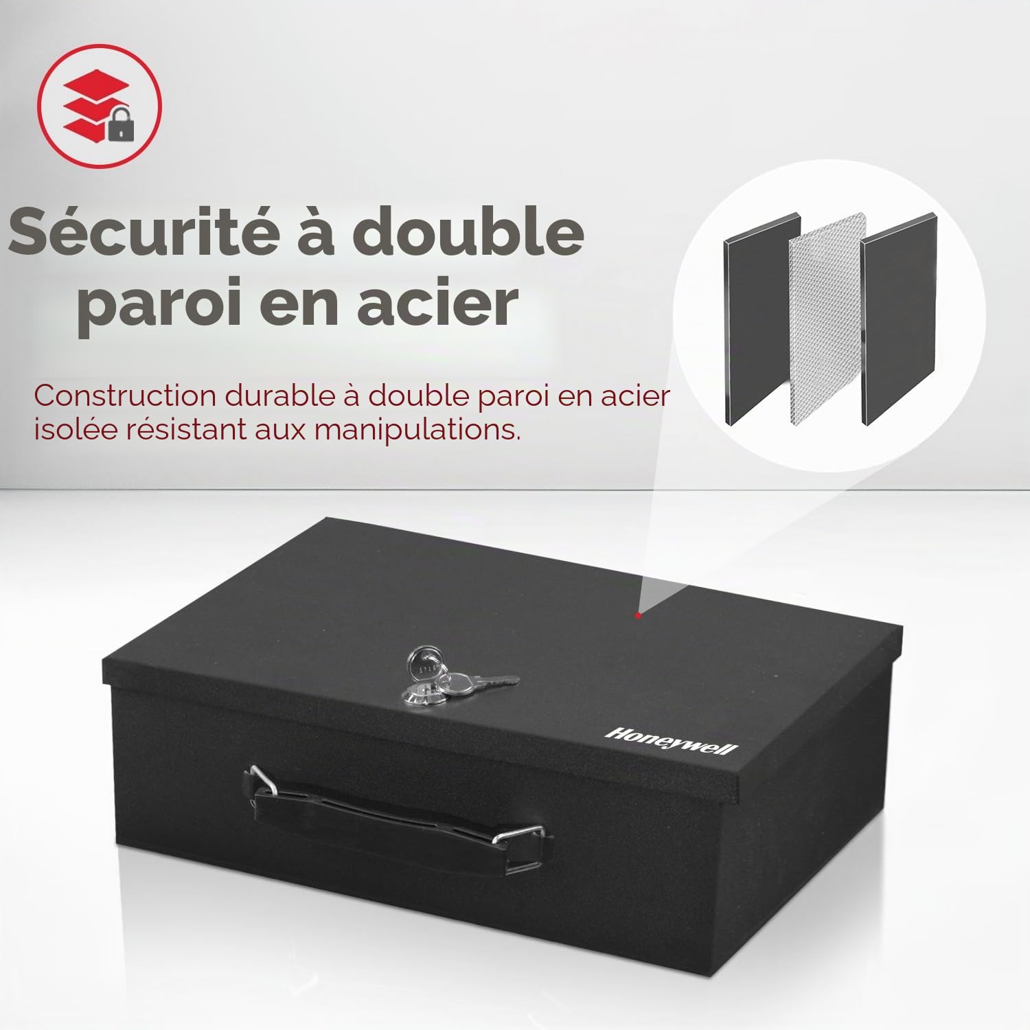 Honeywell Coffre de sécurité en Acier Ignifuge avec 2 clés Noir 5 l