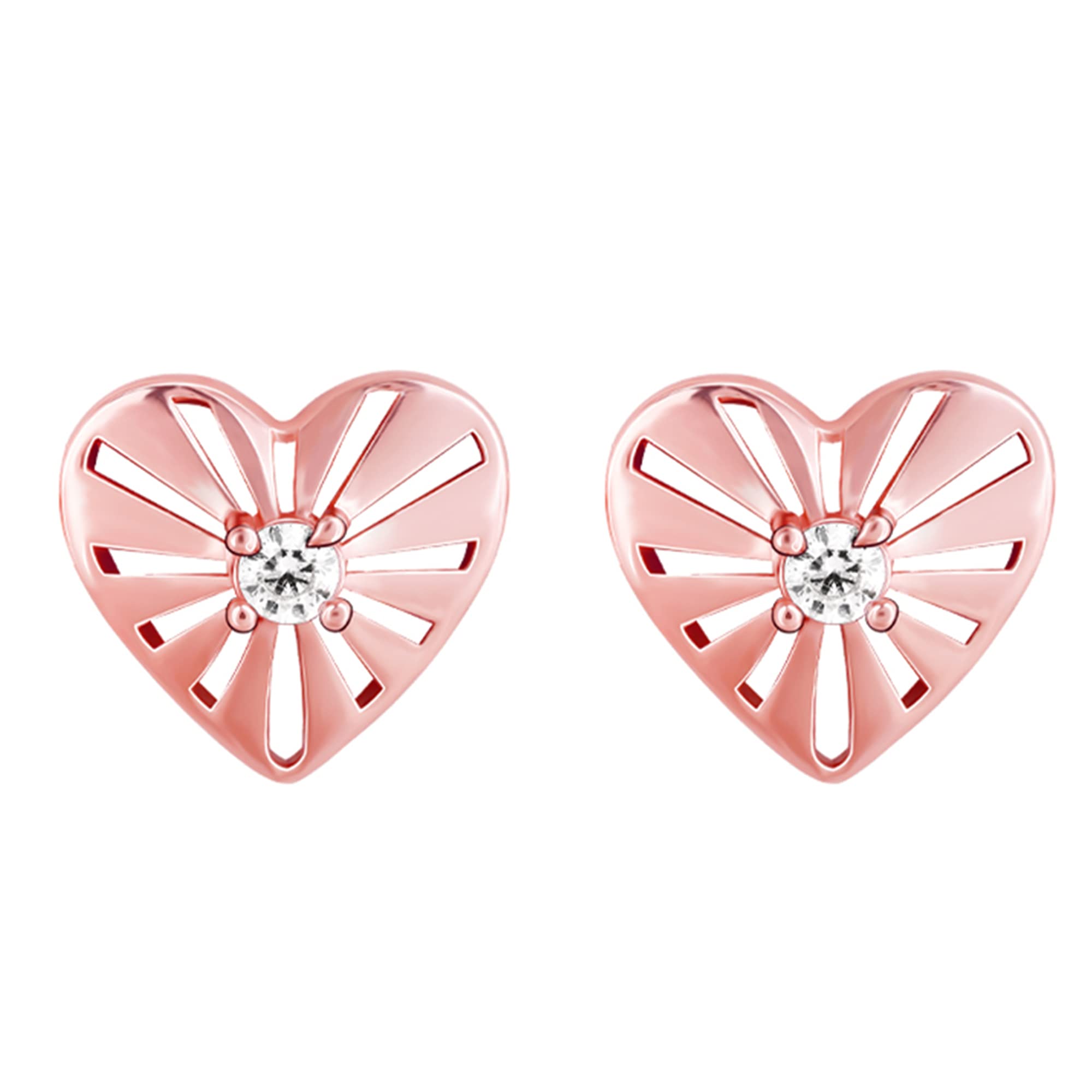 GIVA 925 Silver Rose Gold The Sunshine of My Life Heart Earrings | Studs to Gift Women & Girls | With Certificate of Authenticity and 925 Stamp | 6 Months Warranty*
