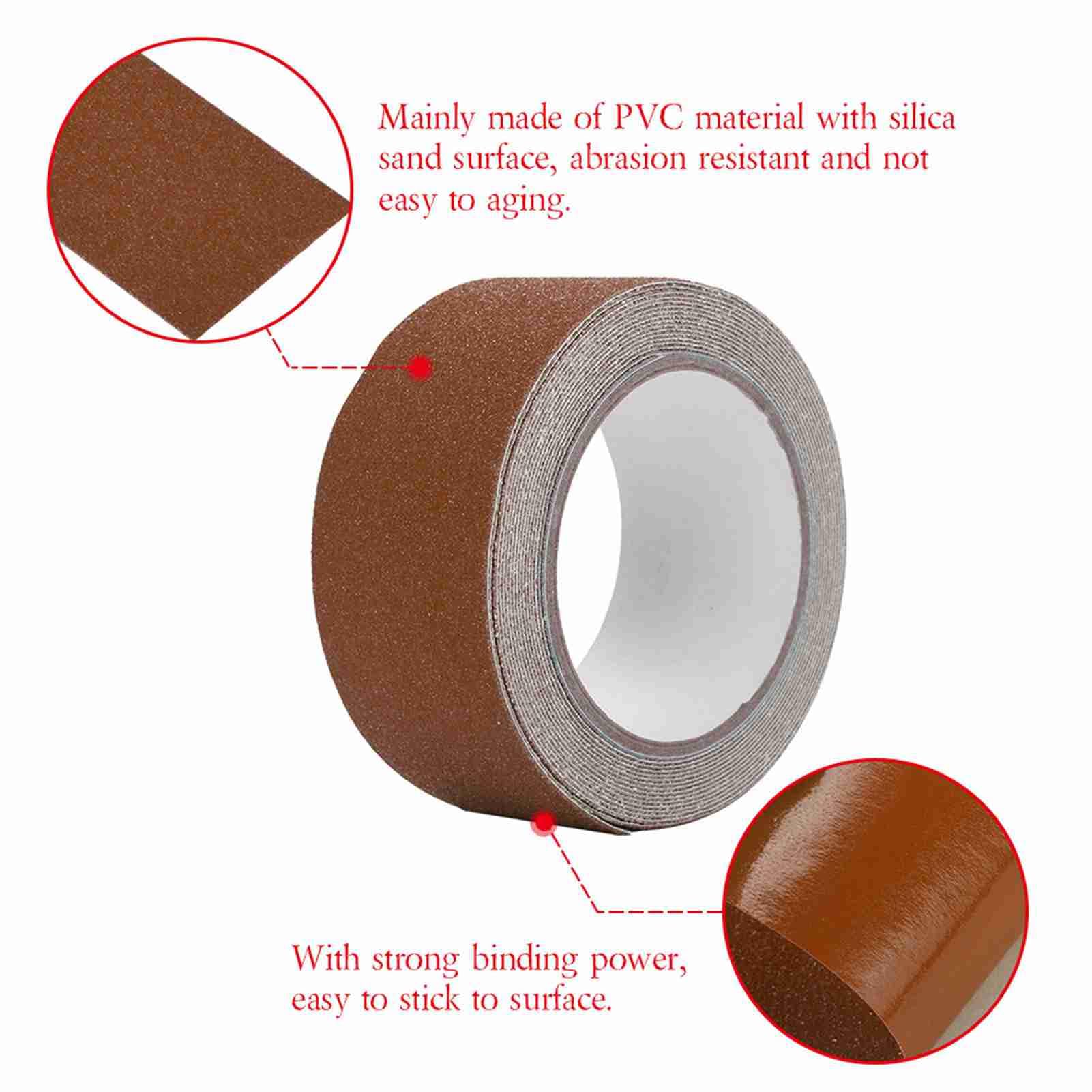 Nastro Antiscivolo, Nastro Anti -Slip Non Skid da 5 m*5 cm con Nastro antidico con Una Forte Potenza di Rilegatura per Decorazioni e Avvertimento Scale per uffici per Pavimenti in (Marrone)